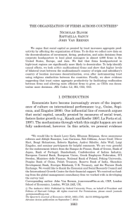 THE ORGANIZATION OF FIRMS ACROSS COUNTRIES* Nicholas Bloom Raffaella Sadun John Van Reenen
