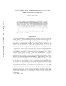 A CHARACTERIZATION OF THE TUTTE POLYNOMIAL VIA COMBINATORIAL EMBEDDINGS