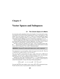 Vector Spaces and Subspaces Chapter 5 5.1 The Column Space of a Matrix