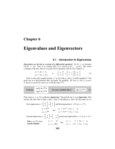 Eigenvalues and Eigenvectors Chapter 6 6.1 Introduction to Eigenvalues