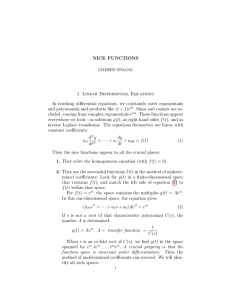 NICE FUNCTIONS I. Linear Differential Equations