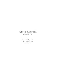 Math 118 Winter 2009 Class notes Laurent Demanet Draft March 17, 2009