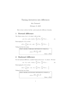 Turning derivatives into differences 1 Forward difference Alex Townsend
