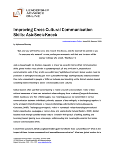 Improving Cross-Cultural Communication Skills: Ask-Seek-Knock