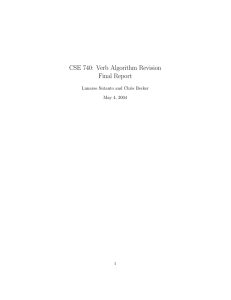 CSE 740: Verb Algorithm Revision Final Report Lunarso Sutanto and Chris Becker