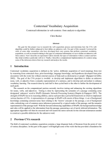 Contextual Vocabulary Acquisition Chris Becker