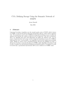 CVA: Dening Ravage Using the Semantic Network of SNEPS 1 Abstract Areea Mosto