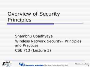 Overview of Security Principles Shambhu Upadhyaya Wireless Network Security– Principles