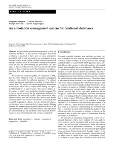 An annotation management system for relational databases Deepavali Bhagwat Wang-Chiew Tan