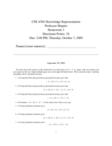 CSE 4/563 Knowledge Representation Professor Shapiro Homework 3 Maximum Points: 24