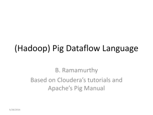(Hadoop) Pig Dataflow Language B. Ramamurthy Based on Cloudera’s tutorials and