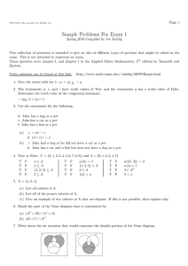 Sample Problems For Exam 1