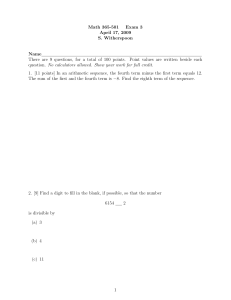 Math 365-501 Exam 3 April 17, 2009 S. Witherspoon