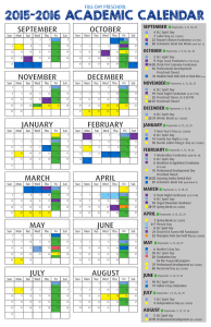 ACADEMIC CALENDAR 2015-2016 SEPTEMBER OCTOBER