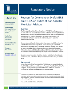 Regulatory Notice Request for Comment on Draft MSRB 2014-01