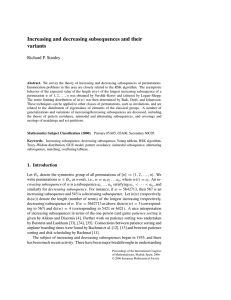 Increasing and decreasing subsequences and their variants Richard P. Stanley