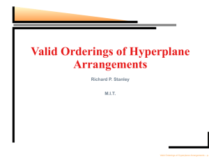 Valid Orderings of Hyperplane Arrangements Richard P. Stanley M.I.T.