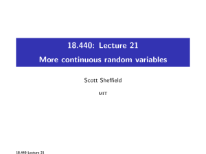 18.440: Lecture 21 More continuous random variables Scott Sheffield MIT