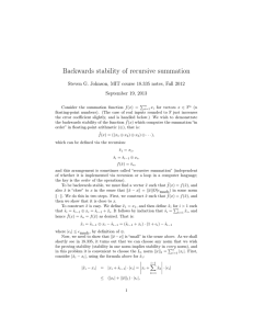 Backwards stability of recursive summation September 19, 2013