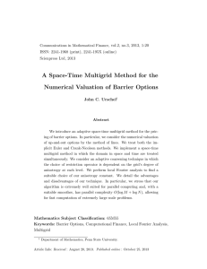 A Space-Time Multigrid Method for the Numerical Valuation of Barrier Options