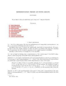 REPRESENTATION THEORY OF FINITE GROUPS e Knowles Contents