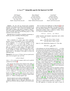 A (log n) integrality gap for the Sparsest Cut SDP