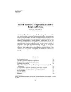 Smooth numbers: computational number theory and beyond ANDREW GRANVILLE