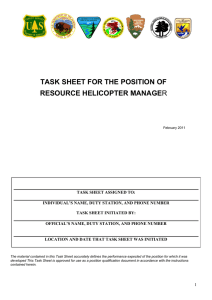 TASK SHEET FOR THE POSITION OF RESOURCE HELICOPTER MANAGE