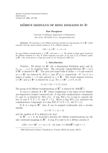 M ¨ OBIUS MODULUS OF RING DOMAINS IN R Zair Ibragimov n