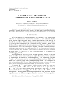 A GENERALIZED NEVANLINNA THEOREM FOR SUPERTEMPERATURES Neil A. Watson