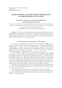 FIXED POINTS AND BOUNDARY BEHAVIOUR OF THE KOENIGS FUNCTION and Christian Pommerenke