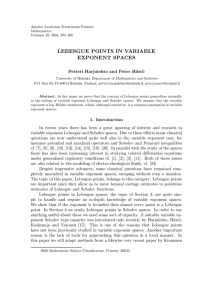 LEBESGUE POINTS IN VARIABLE EXPONENT SPACES Petteri Harjulehto and Peter H¨ ast¨