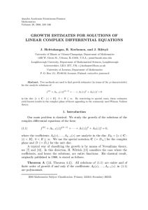 GROWTH ESTIMATES FOR SOLUTIONS OF LINEAR COMPLEX DIFFERENTIAL EQUATIONS atty¨
