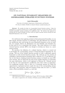 ON NATURAL INVARIANT MEASURES ON GENERALISED ITERATED FUNCTION SYSTEMS Antti K¨ aenm¨