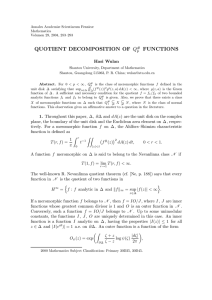 Q QUOTIENT DECOMPOSITION OF FUNCTIONS Hasi Wulan