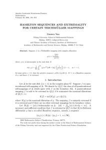 HAMILTON SEQUENCES AND EXTREMALITY FOR CERTAIN TEICHM ¨ ULLER MAPPINGS Guowu Yao
