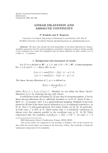 LINEAR DILATATION AND ABSOLUTE CONTINUITY P. Koskela and S. Rogovin