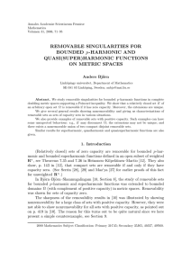 REMOVABLE SINGULARITIES FOR BOUNDED p-HARMONIC AND QUASI(SUPER)HARMONIC FUNCTIONS ON METRIC SPACES