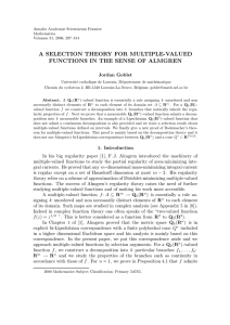 A SELECTION THEORY FOR MULTIPLE-VALUED FUNCTIONS IN THE SENSE OF ALMGREN