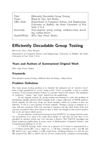 Title: Efficiently Decodable Group Testing Name: Hung Q. Ngo, Atri Rudra