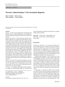 Toward a clinical lumbar CAD: herniation diagnosis Raja’ S. Alomari Vipin Chaudhary