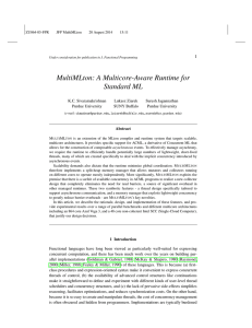 MultiMLton: A Multicore-Aware Runtime for Standard ML 1 K.C. Sivaramakrishnan