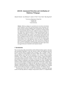 ADAM: Automated Detection and Attribution of Malicious Webpages Ahmed E. Kosba