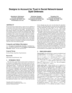 Designs to Account for Trust in Social Network-based Sybil Defenses Abedelaziz Mohaisen