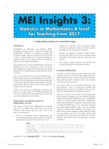 MEI Insights 3: Statistics in Mathematics A level for Teaching from 2017