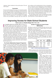 I Improving Access for State-School Students Kevin Lord