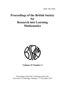 Proceedings of the British Society for Research into Learning