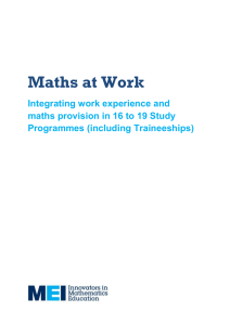 Maths at Work  Integrating work experience and