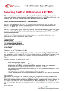 Teaching Further Mathematics 2 (TFM2)  Further Mathematics Support Programme