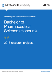 Bachelor of Pharmaceutical Science (Honours) 2016 research projects